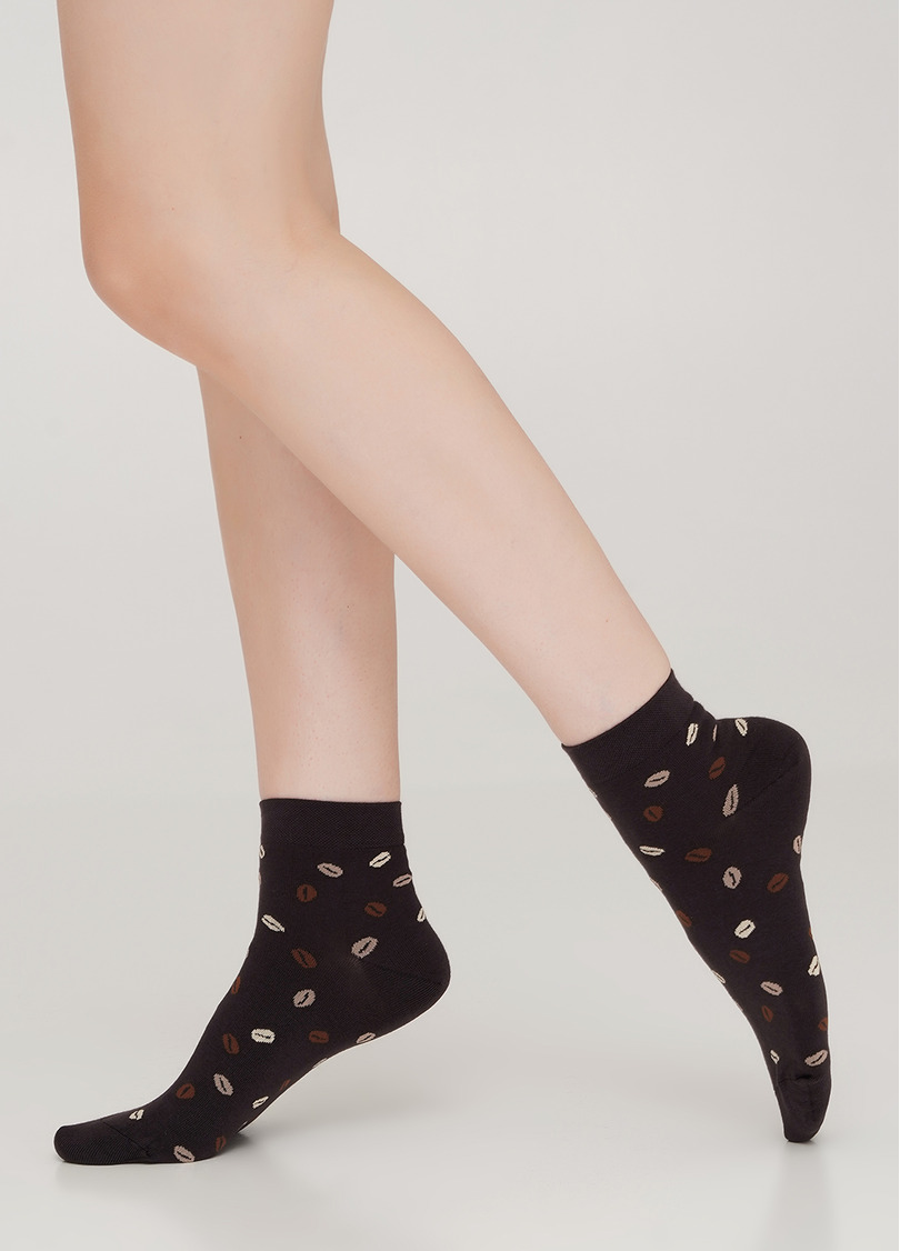 Носки из хлопка с рисунком кофейных зерен WS2 COFFEE 002 caffe (коричневый)