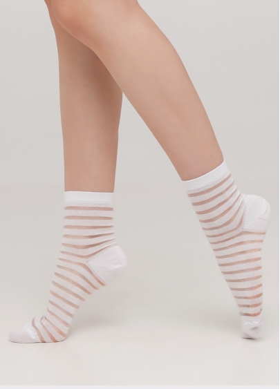 Прозрачные женские носки в полоску WS2 CRISTAL 002 [WS2C/Mn-002] bianco (белый)