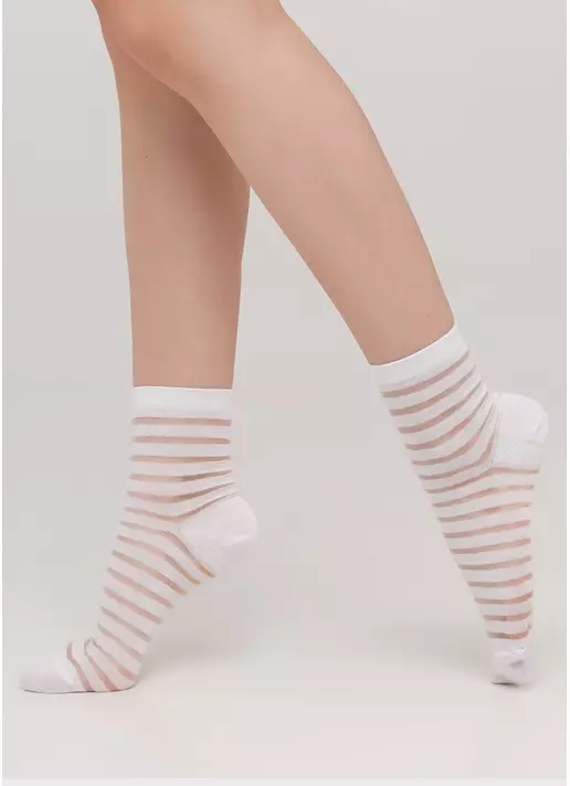 Прозрачные женские носки в полоску WS2 CRISTAL 002 [WS2C/Mn-002] bianco (белый)