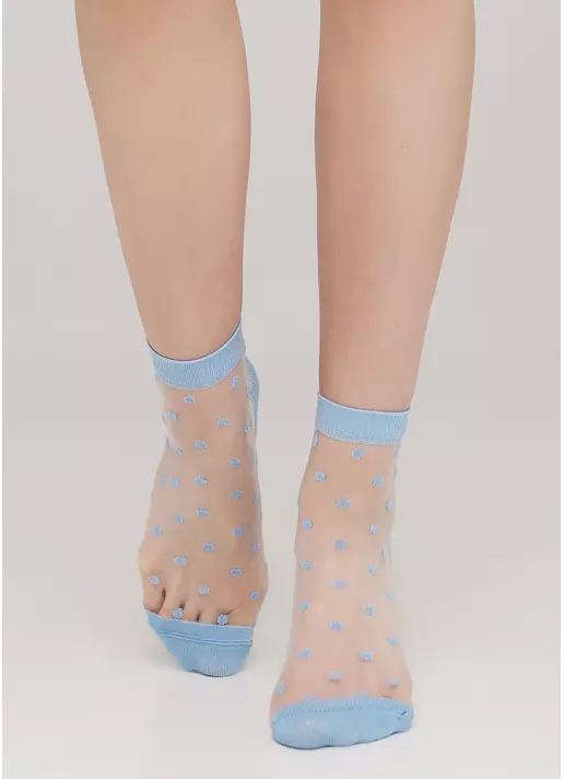 Прозорі жіночі шкарпетки в горошок WS2 CRISTAL 004 [WS2C/Mn-004] (блакитний)