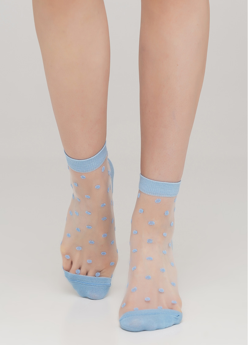 Прозрачные женские носки в горошек WS2 CRISTAL 004 [WS2C/Mn-004] (голубой)