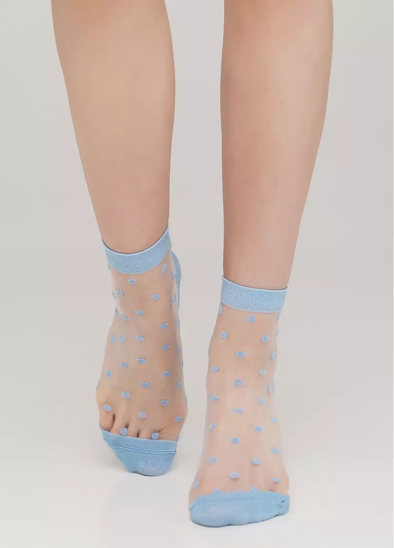 Прозрачные женские носки в горошек WS2 CRISTAL 004 [WS2C/Mn-004] (голубой)