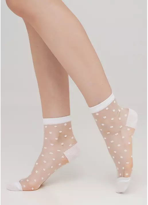 Прозрачные женские носки в горошек WS2 CRISTAL 004 [WS2C/Mn-004] (белый)