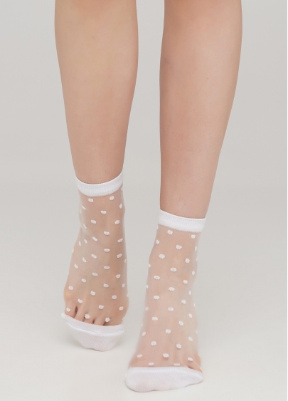 Прозорі жіночі шкарпетки в горошок WS2 CRISTAL 004 [WS2C/Mn-004] (білий)