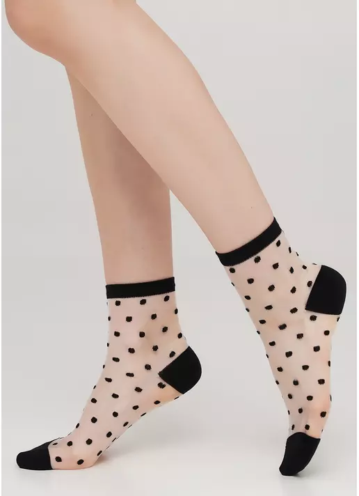 Прозрачные женские носки в горошек WS2 CRISTAL 004 [WS2C/Mn-004] (черный)