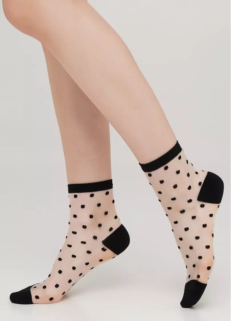 Прозрачные женские носки в горошек WS2 CRISTAL 004 [WS2C/Mn-004] (черный)