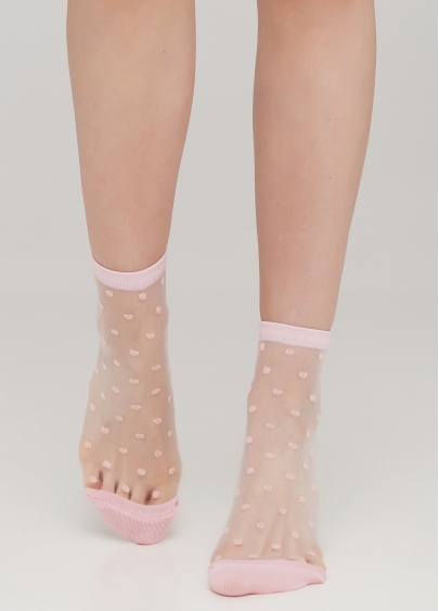 Прозрачные женские носки в горошек WS2 CRISTAL 004 [WS2C/Mn-004] (розовый)