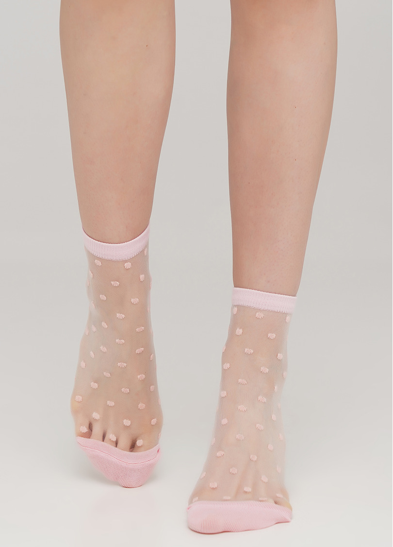 Прозорі жіночі шкарпетки в горошок WS2 CRISTAL 004 [WS2C/Mn-004] (рожевий)