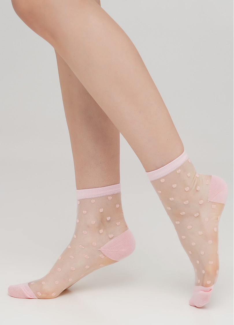 Прозорі жіночі шкарпетки в горошок WS2 CRISTAL 004 [WS2C/Mn-004] (рожевий)