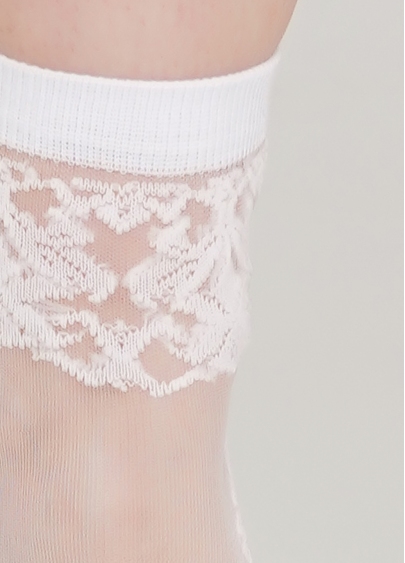 Женские носки с прозрачной вставкой и узором WS2 CRISTAL 005 (белый)