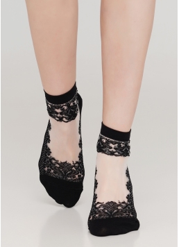 Женские носки с прозрачной вставкой и узором WS2 CRISTAL 005 nero (черный)