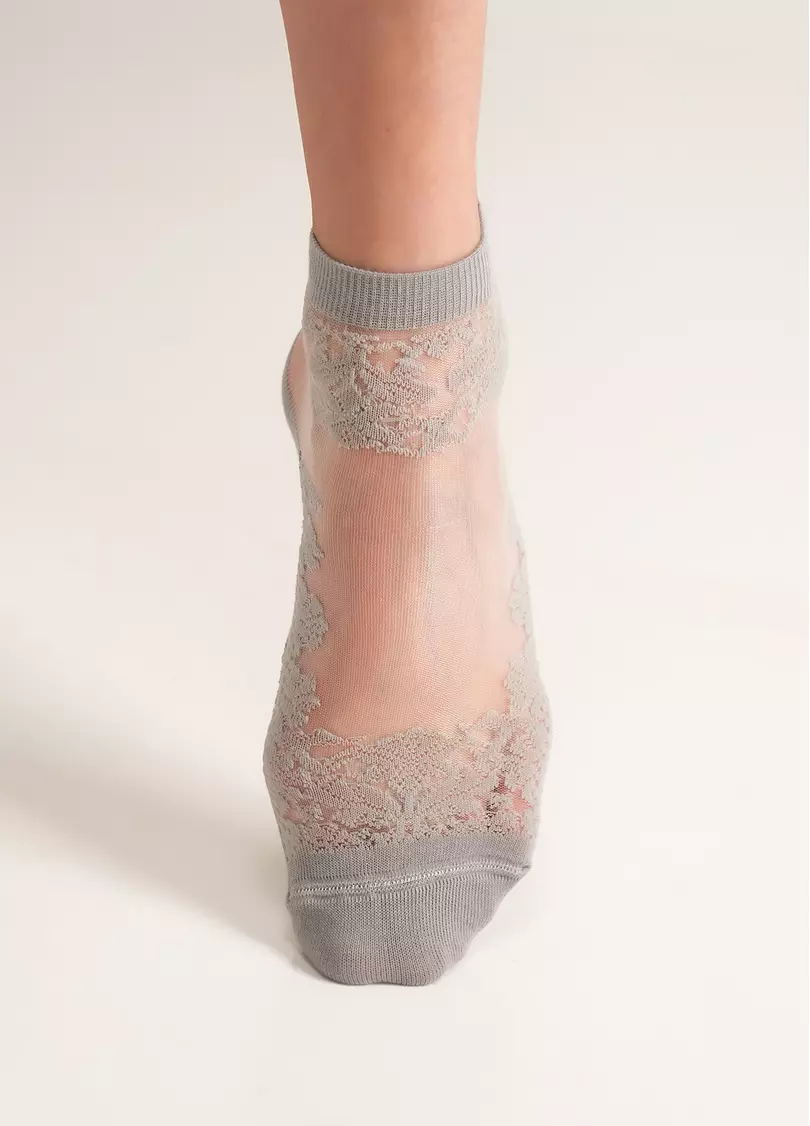 Женские носки с прозрачной вставкой и узором WS2 CRISTAL 005 steel (серый)