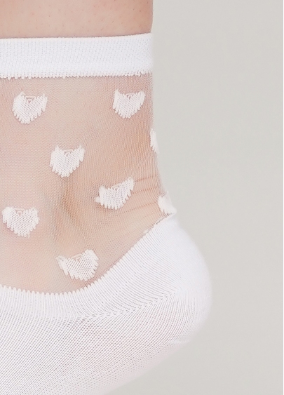 Шкарпетки жіночі з сердечками на прозорому тлі WS2 CRISTAL 008 [WS2C/Mn-008] (білий)