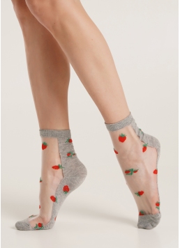 Шкарпетки з суницями та прозорою вставкою WS2 CRISTAL 010 (M) [WS2M/Mn-010] grey melange (сірий)