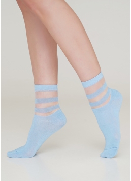 Жіночі бавовняні шкарпетки зі вставками з мононитки WS2 CRISTAL 017 [WS2C/Mn-017] baby blue (блакитний)