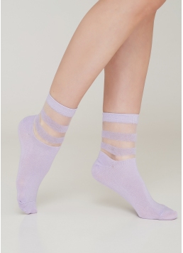 Жіночі бавовняні шкарпетки зі вставками з мононитки WS2 CRISTAL 017 [WS2C/Mn-017] lilac (фіолетовий)