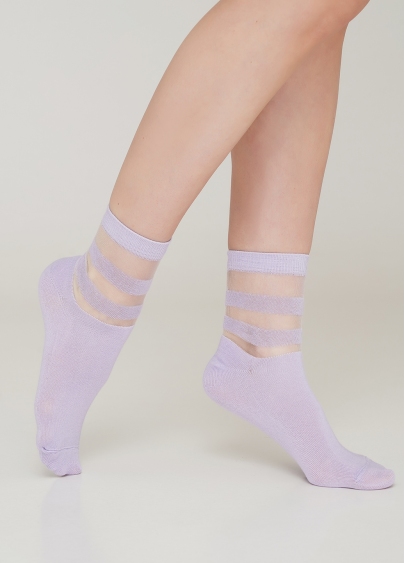 Женские хлопковые носки со вставками из мононити WS2 CRISTAL 017 [WS2C/Mn-017] lilac (фиолетовый)