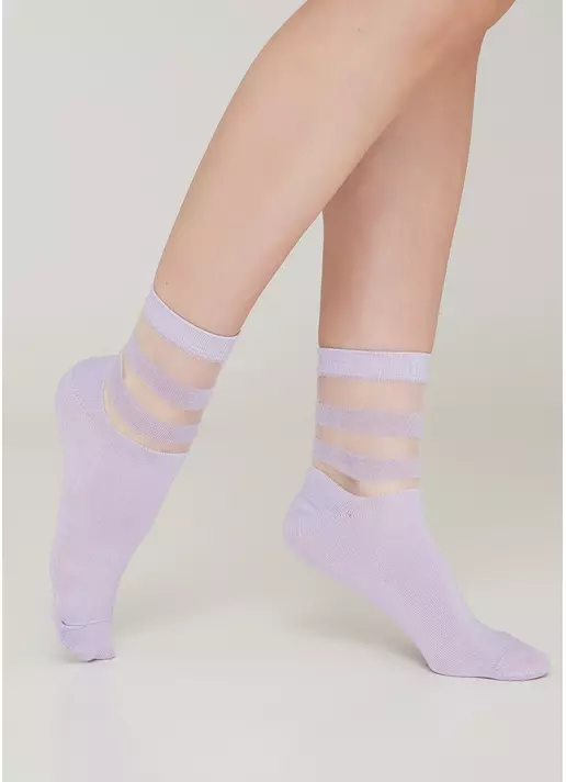 Женские хлопковые носки со вставками из мононити WS2 CRISTAL 017 [WS2C/Mn-017] lilac (фиолетовый)