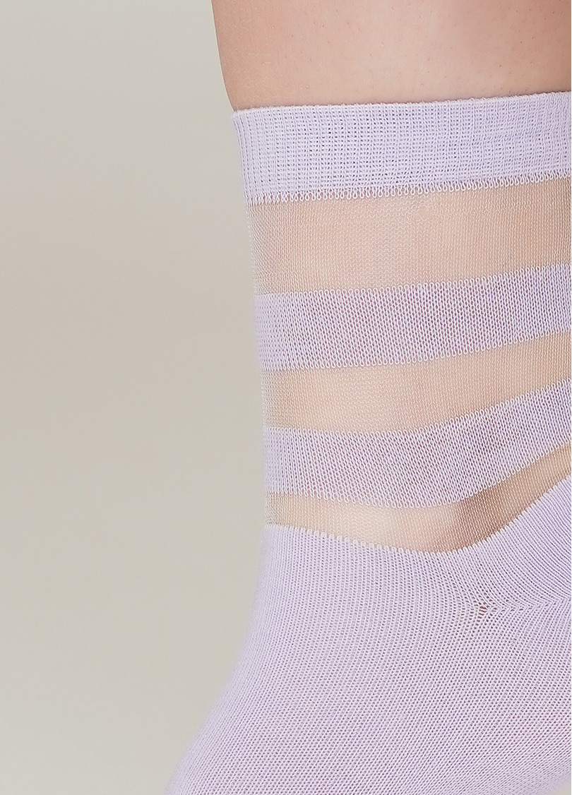 Женские хлопковые носки со вставками из мононити WS2 CRISTAL 017 [WS2C/Mn-017] lilac (фиолетовый)