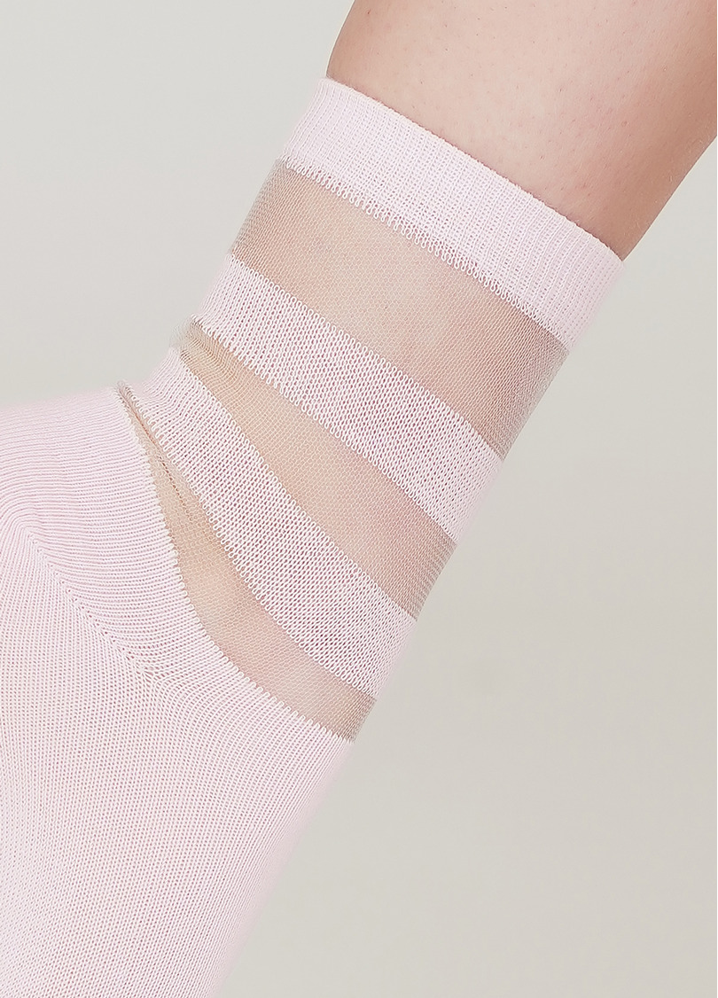Жіночі бавовняні шкарпетки зі вставками з мононитки WS2 CRISTAL 017 [WS2C/Mn-017] pearl (рожевий)