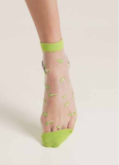 Прозрачные носки с хлопковой стопой и попугаями WS2 CRISTAL 021 [WS2C/Mn-021] jasmine (зеленый)