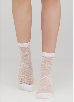 Женские носки прозрачные в полоску WS2 CRISTAL 049 (белый)
