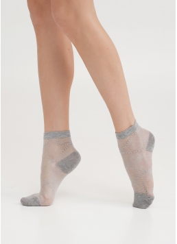 Женские носки прозрачные в полоску WS2 CRISTAL 049 light grey melange (серый)