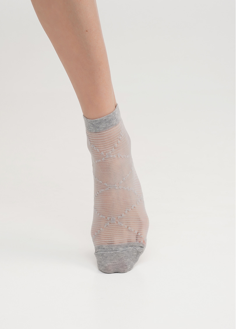 Женские носки прозрачные в полоску WS2 CRISTAL 049 light grey melange (серый)