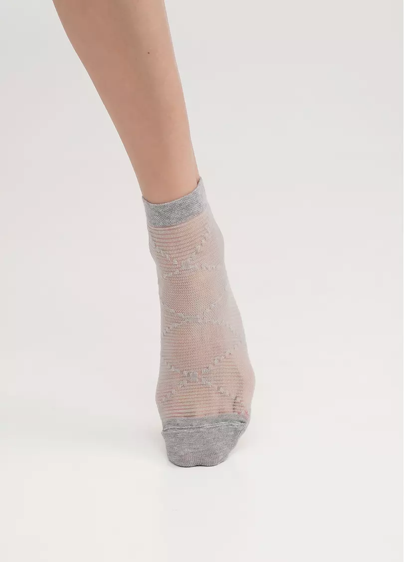 Женские носки прозрачные в полоску WS2 CRISTAL 049 light grey melange (серый)
