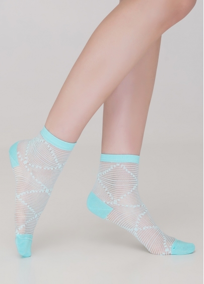 Женские носки прозрачные в полоску WS2 CRISTAL 049 (мятный)