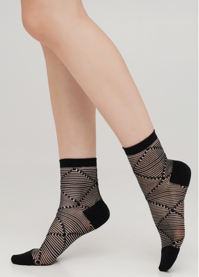 Женские носки прозрачные в полоску WS2 CRISTAL 049 (черный)