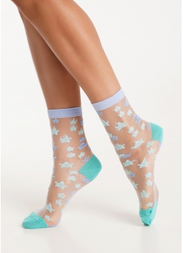Прозрачные носки со звездами WS2 CRISTAL 063 mint (голубой)