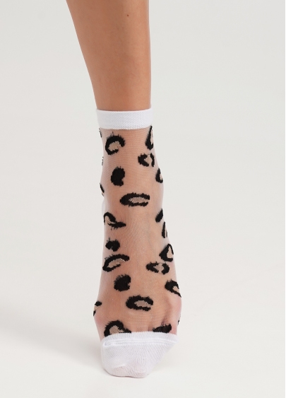 Прозрачные носки с леопардовым принтом WS2 CRISTAL 070 bianco (белый)