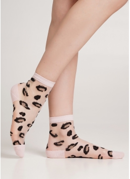 Прозрачные носки с леопардовым принтом WS2 CRISTAL 070 blushing bride (розовый)