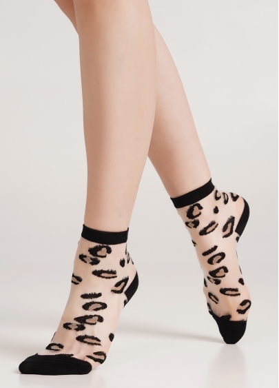 Прозрачные носки с леопардовым принтом WS2 CRISTAL 070 nero (черный)