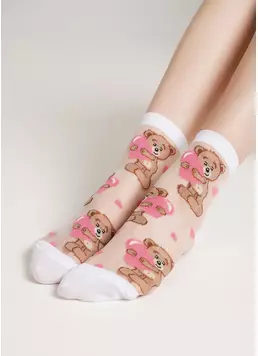 Прозорі шкарпетки з ведведиками WS2 CRISTAL 072 bianco (білий)