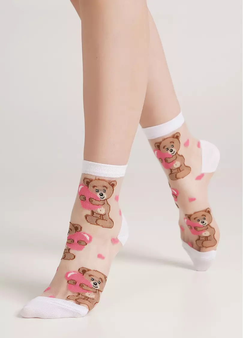 Прозрачные носки с мишками WS2 CRISTAL 072 bianco (белый)