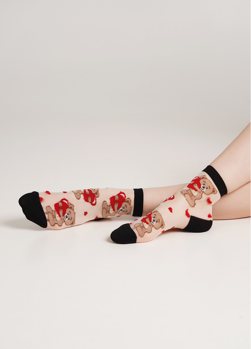 Прозрачные носки с мишками WS2 CRISTAL 072 nero (черный)