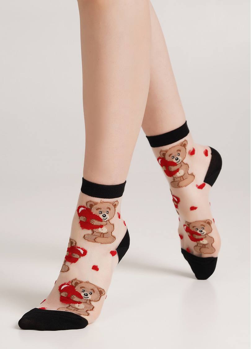 Прозрачные носки с мишками WS2 CRISTAL 072 nero (черный)