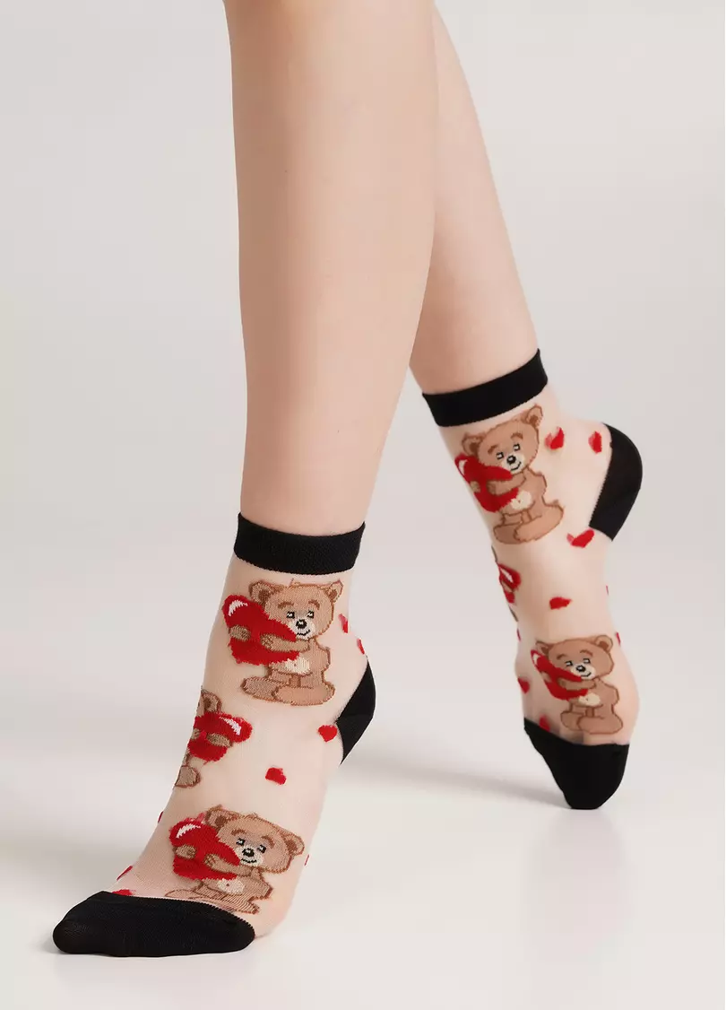 Прозрачные носки с мишками WS2 CRISTAL 072 nero (черный)