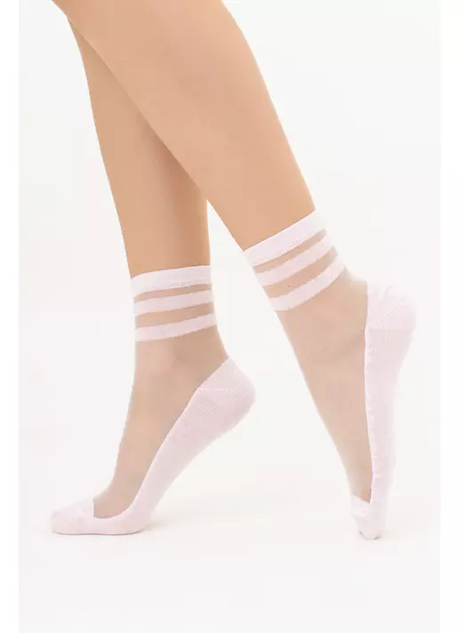 Прозрачные носки с полосками WS2 CRISTAL 073 blushing bride (розовый)