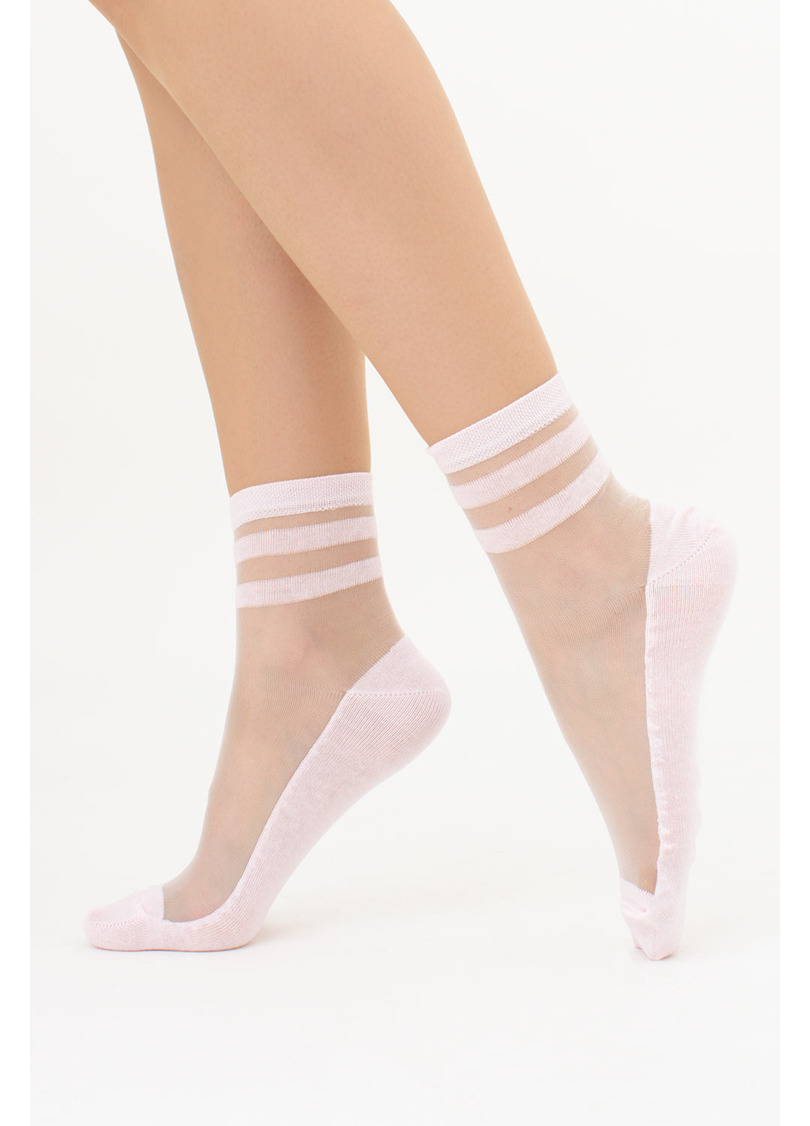 Прозорі шкарпетки зі смужками WS2 CRISTAL 073 blushing bride (рожевий)