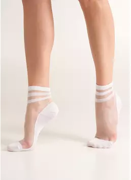 Прозорі шкарпетки зі смужками WS2 CRISTAL 073 white (білий)