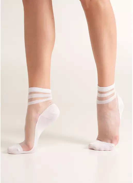 Прозорі шкарпетки зі смужками WS2 CRISTAL 073 white (білий)