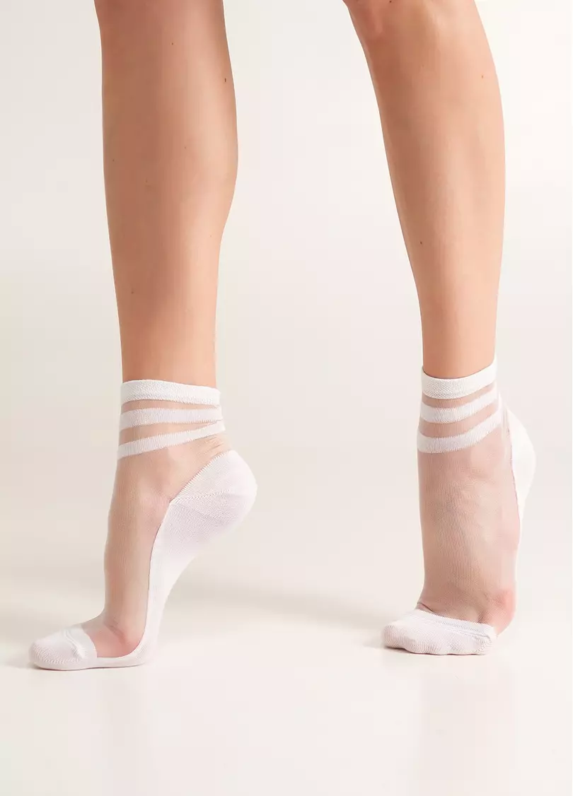 Прозрачные носки с полосками WS2 CRISTAL 073 white (белый)