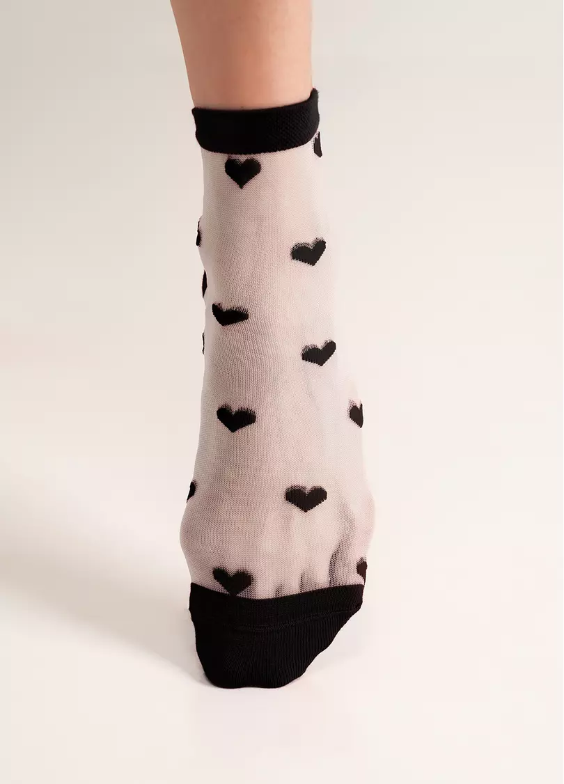 Прозрачные носки в сердечках WS2 CRISTAL 074 black (черный)