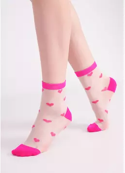 Прозорі шкарпетки в сердечках WS2 CRISTAL 074 fuchia (рожевий)
