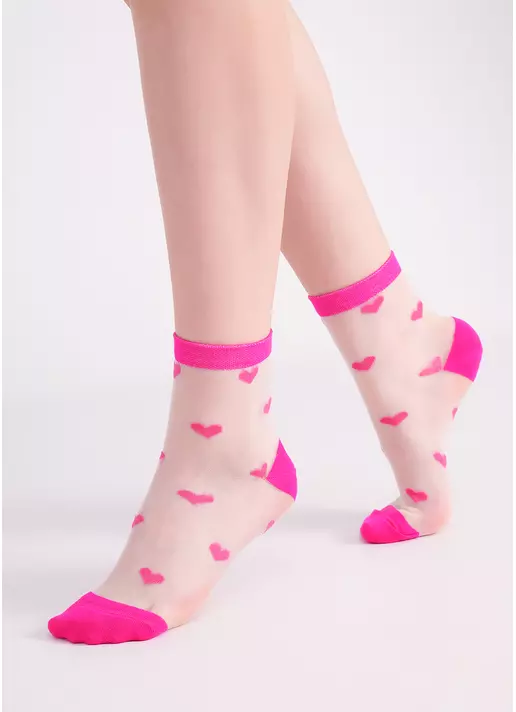 Прозрачные носки в сердечках WS2 CRISTAL 074 fuchia (розовый)