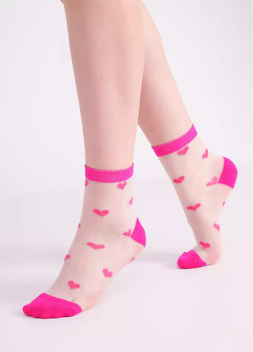 Прозорі шкарпетки в сердечках WS2 CRISTAL 074 fuchia (рожевий)