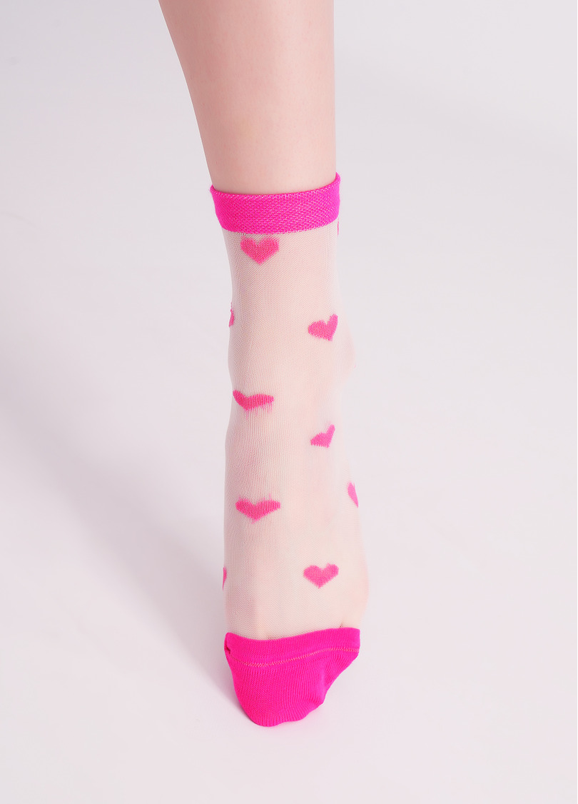 Прозорі шкарпетки в сердечках WS2 CRISTAL 074 fuchia (рожевий)